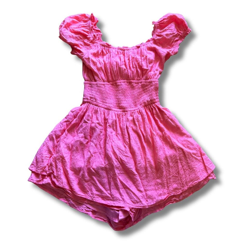 Hollister Peasant Style Smocked Babydoll Romper - Pink, S
